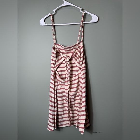 ASOS DESIGN mini strappy sundress with tie back in cream and rose‎ stripe Size 6 - Picture 3 of 7
